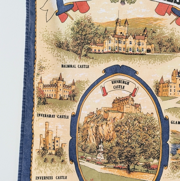 VTG 100% Cotton Scottish Castles Tea Towel Kitchen Dish Cloth Made in Britain - Picture 10 of 12